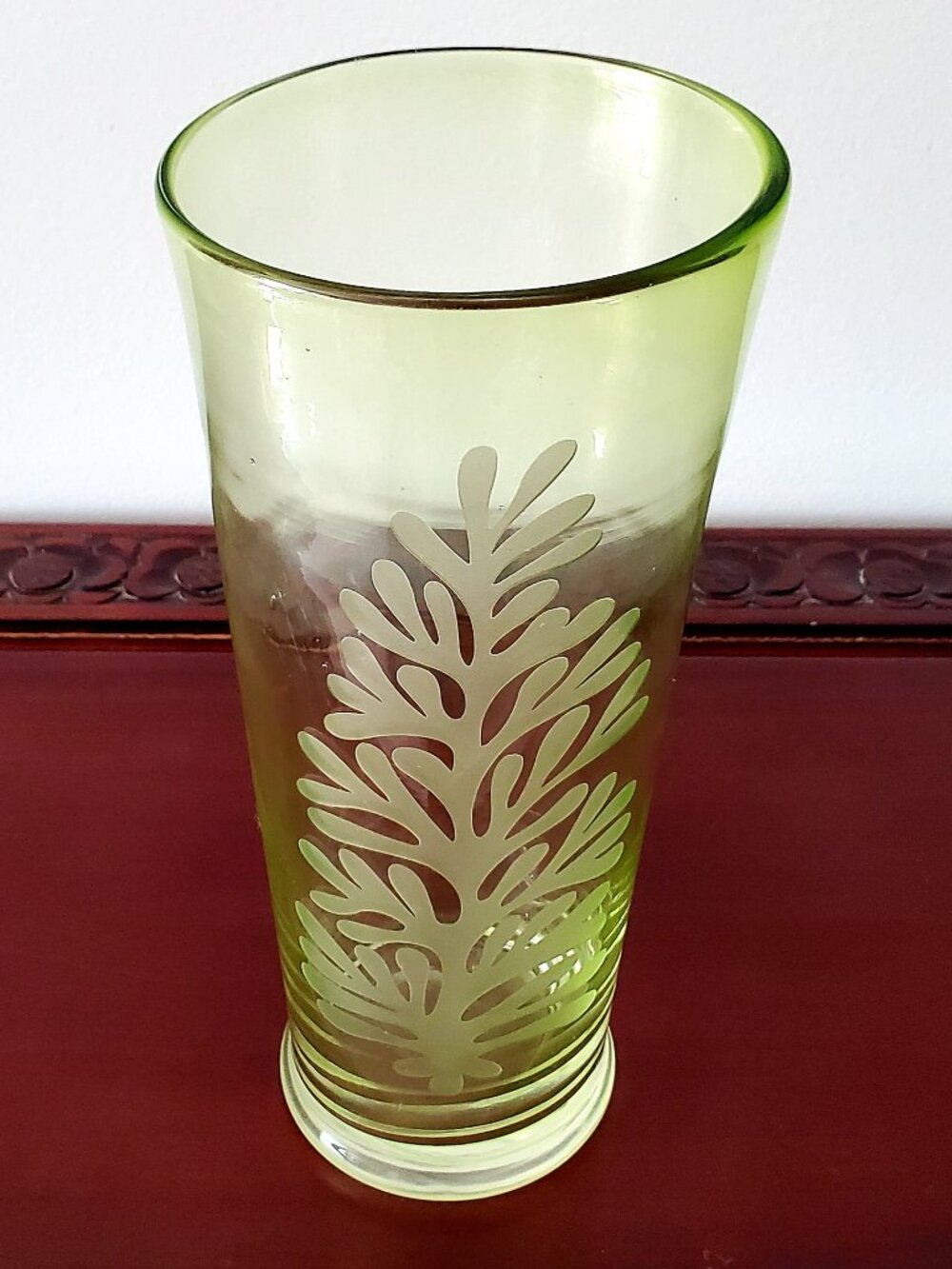 Hand-blown Lime Green Art Glass Vase 8.5" Tall